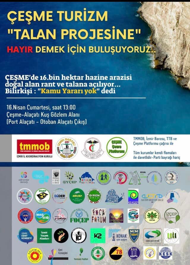 TMMOB'den "Çeşme Turizm Talan Projesi'ne Hayır" Çağrısı