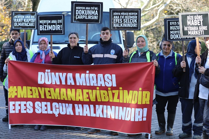 Efes Selçuklu işçiler, gelecekleri için 'Meryem Ana'dalar